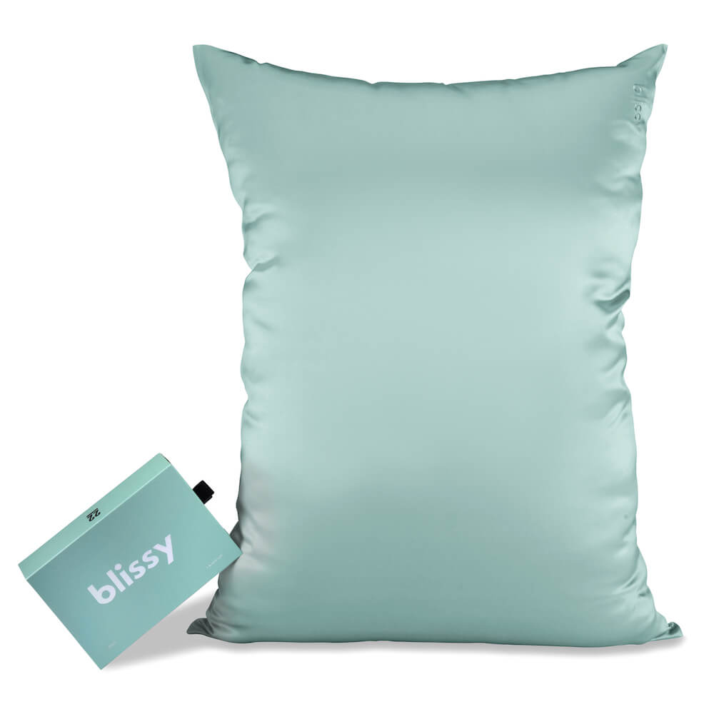 Blissy King Mint Pillowcase Lifestyle – Mulberry Silk