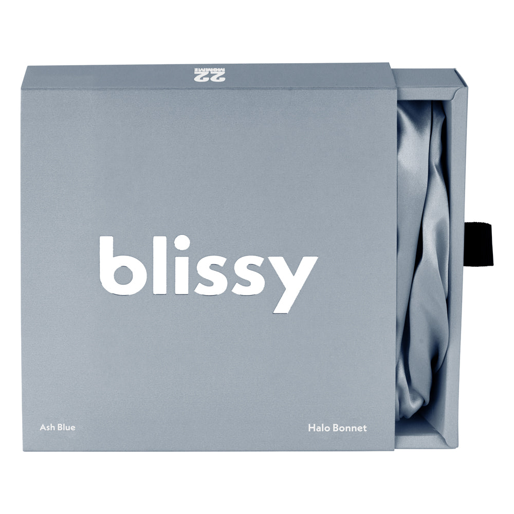 Blissy Mulberry Silk Blissy Halo Bonnet – Ash Blue