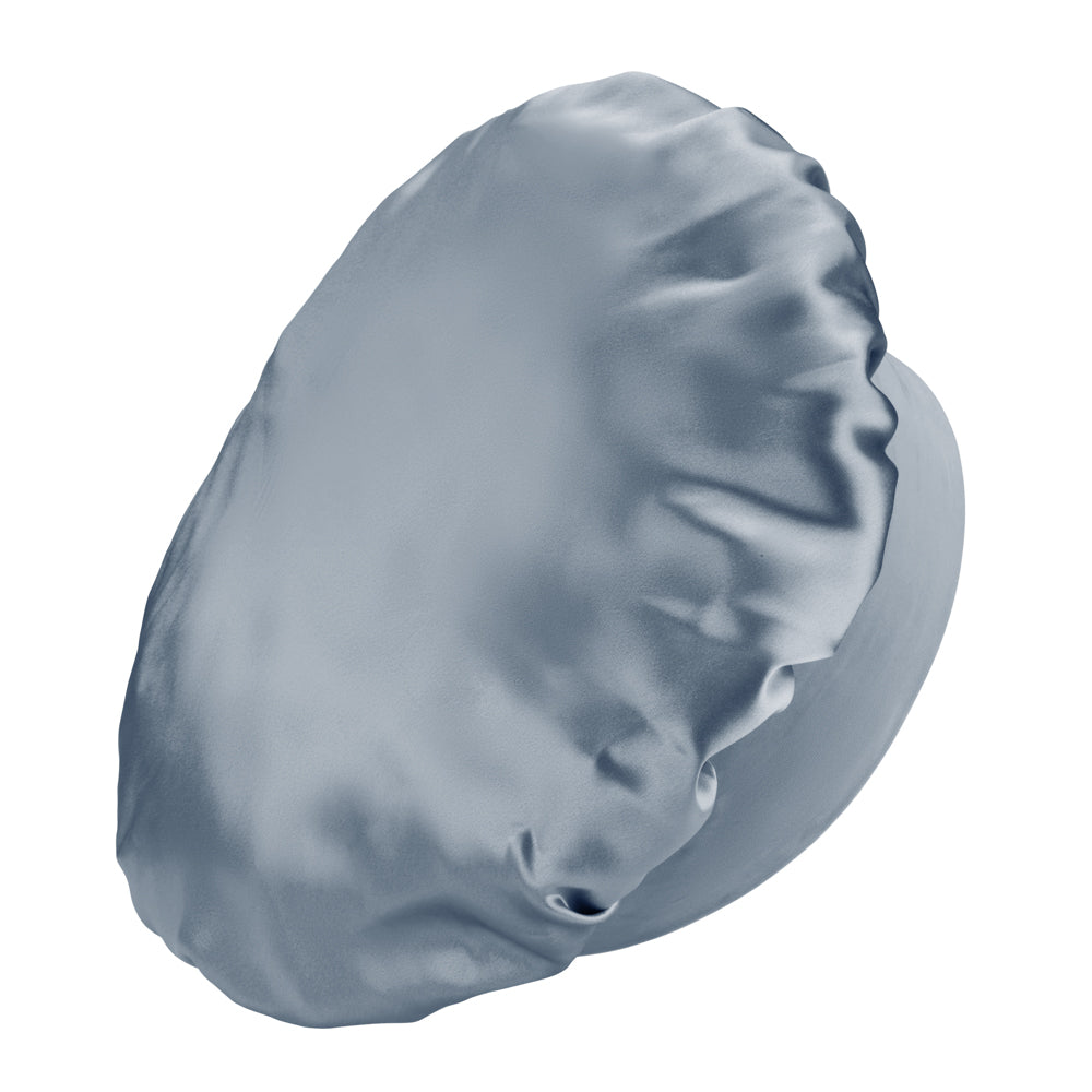 Blissy Ash Blue Blissy Halo Bonnet Lifestyle – Mulberry Silk