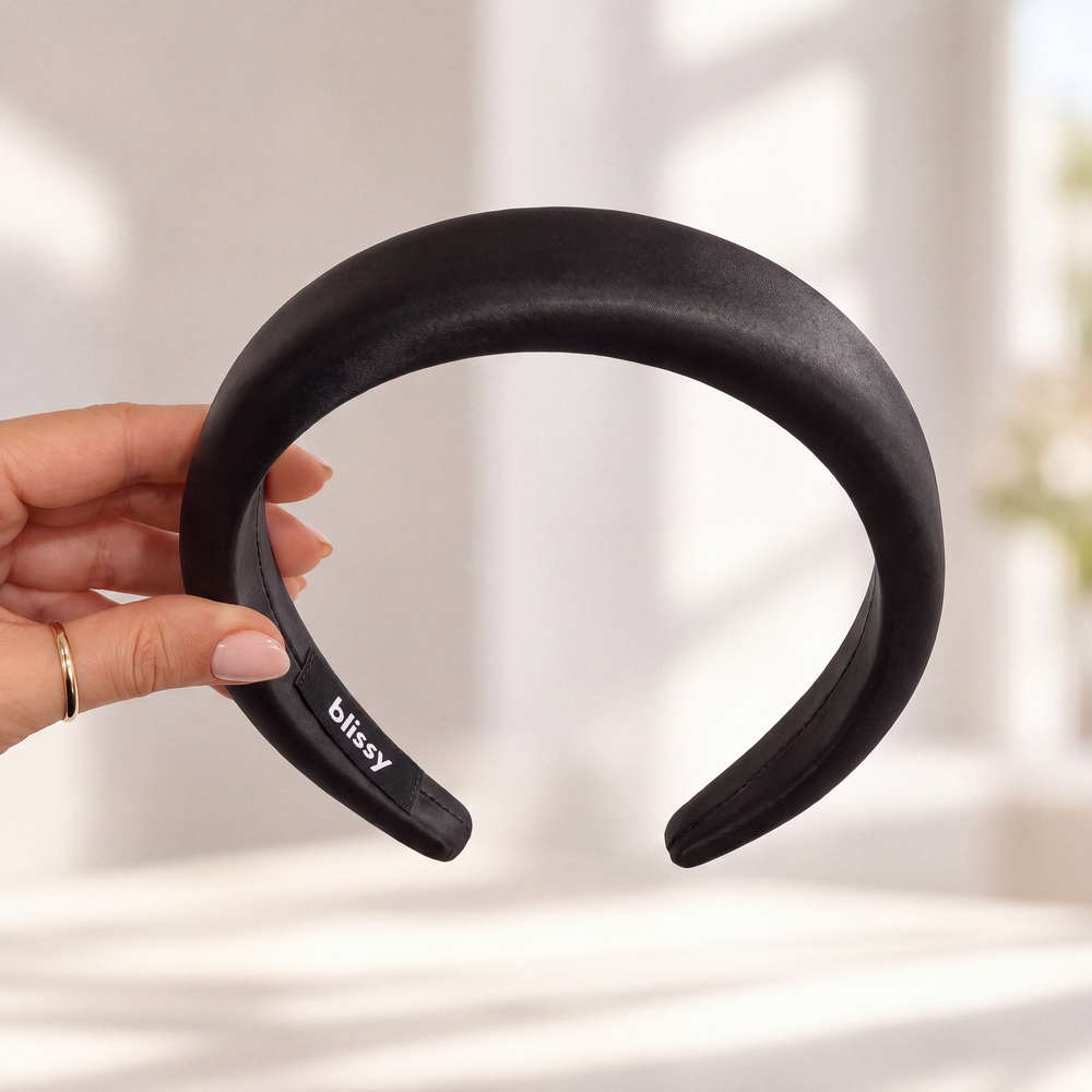 Blissy Black Hoop Headband – 22 Momme Mulberry Silk, 100% Silk