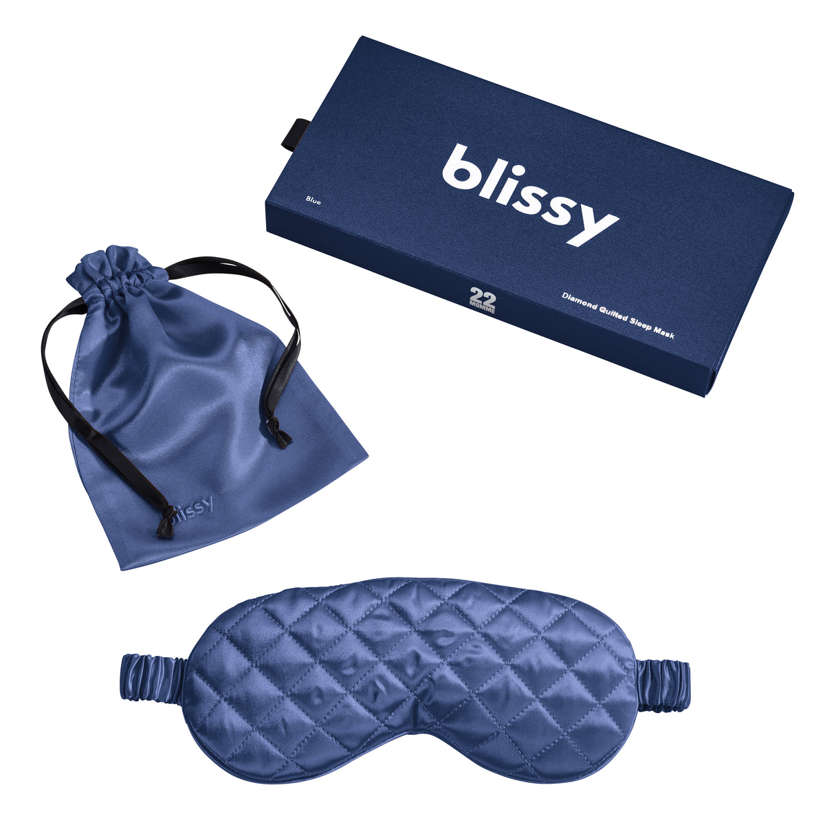 Blissy Blue Sleep Mask – 22 Momme Mulberry Silk, 100% Silk