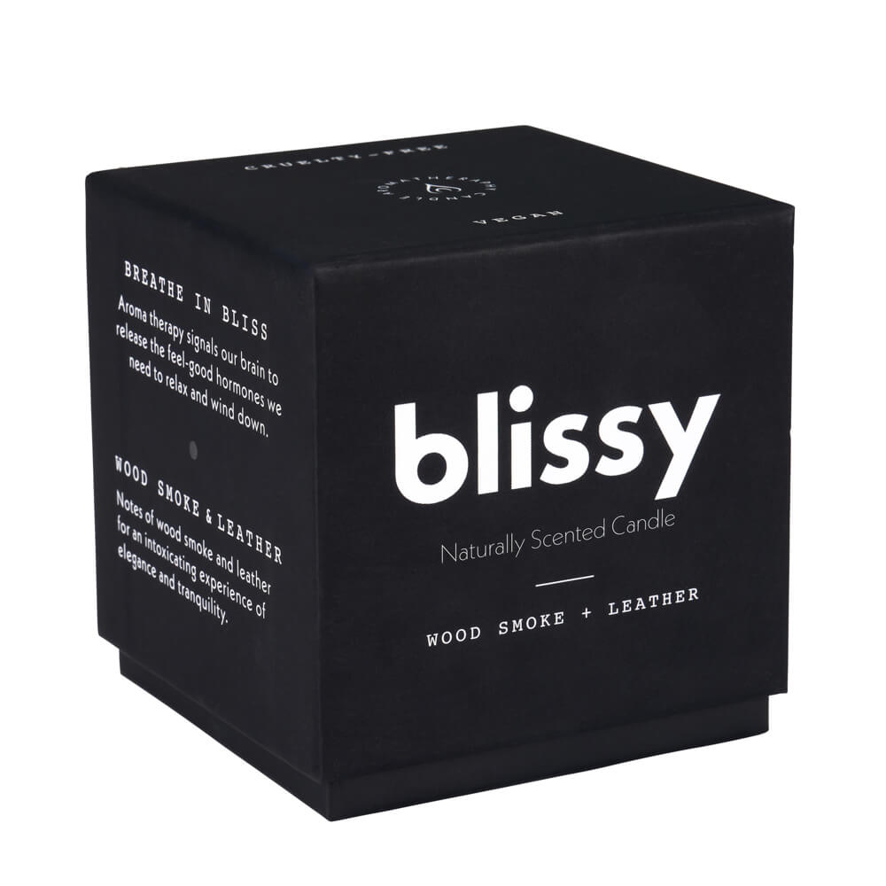 Blissy Woodsmoke & Leather Silk Blissy Candle Detail –