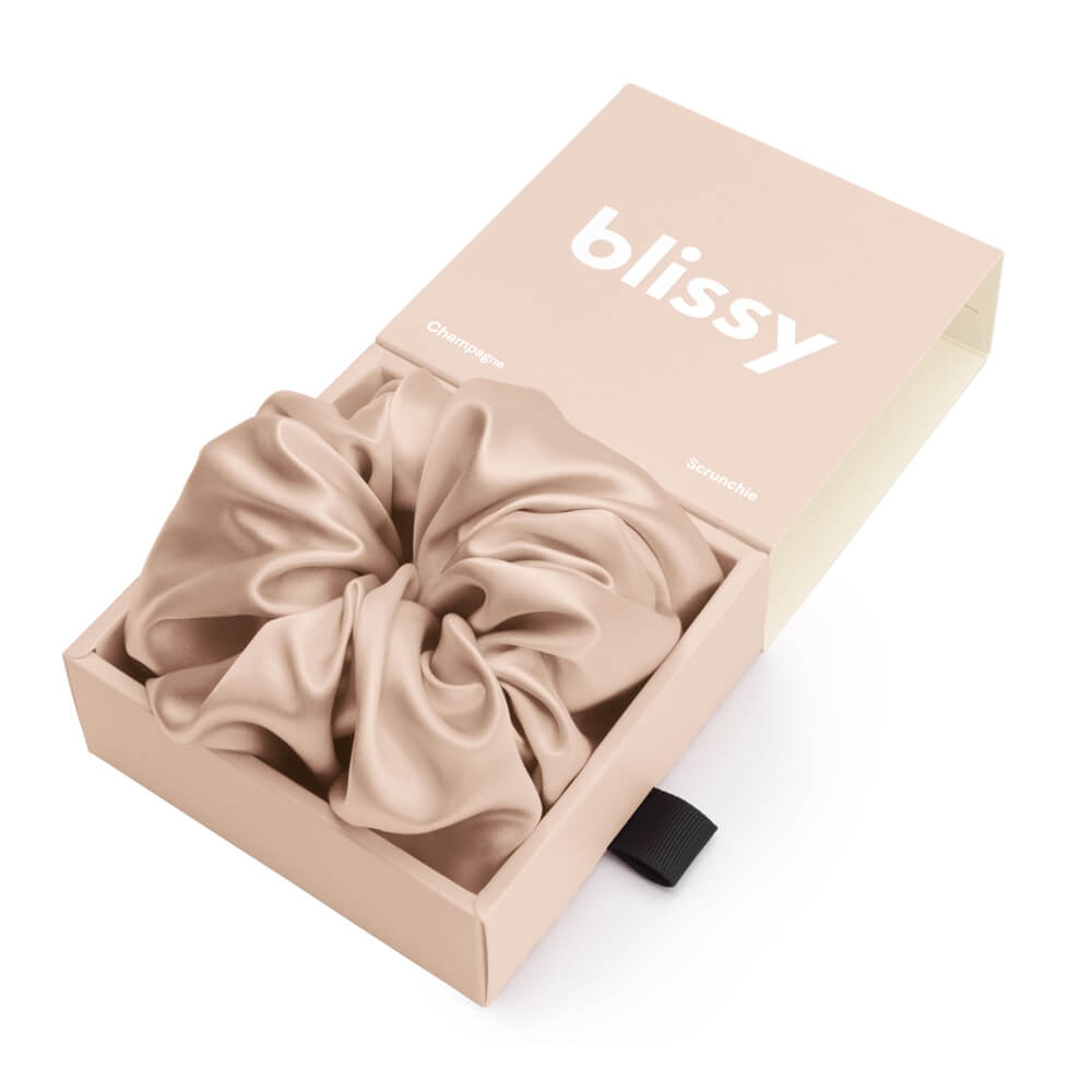 Blissy Champagne Blissy Oversized Scrunchie – 22 Momme Mulberry Silk, 100% Silk