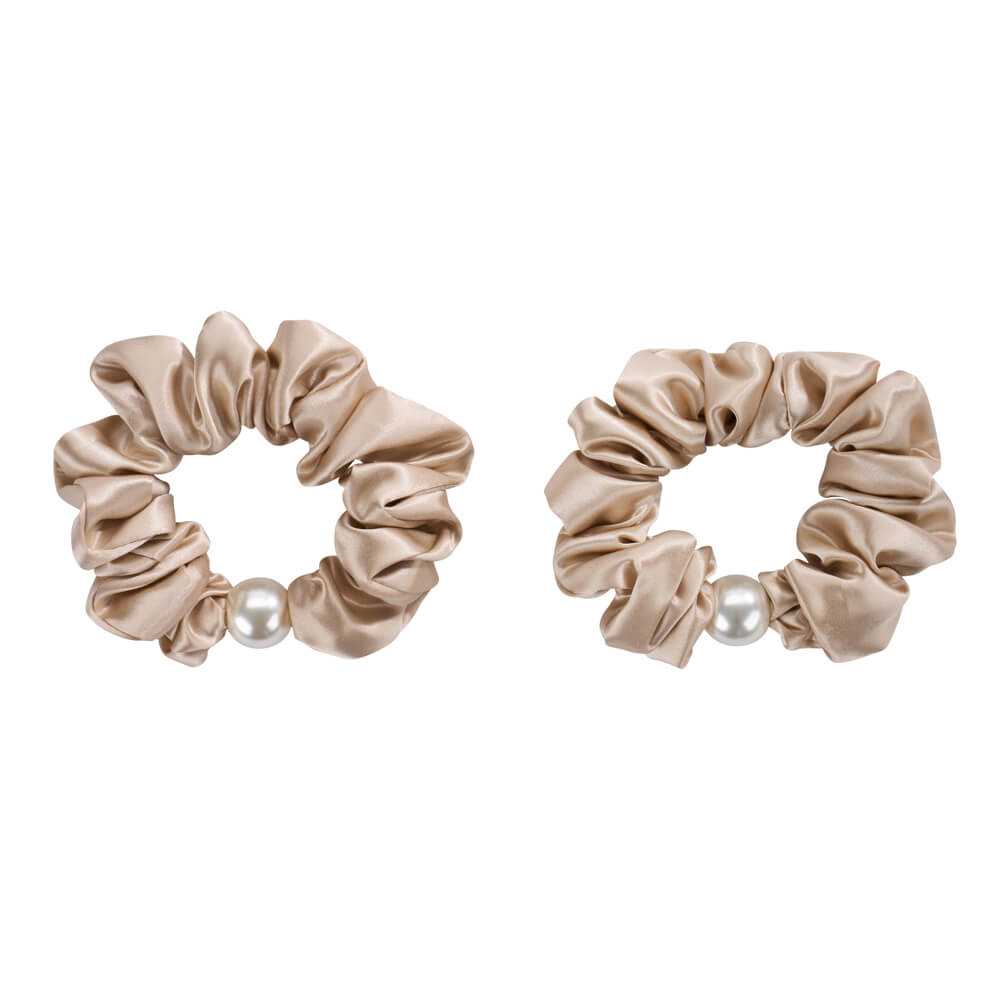 Champagne Mulberry Silk Blissy Pearl Scrunchies – Blissy