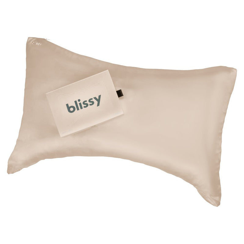 Champagne Crescent Pillowcase Close-Up – Blissy 22 Momme Silk