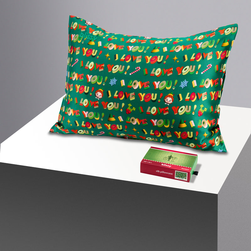 Pillowcase - Elf “I Love You!” - Standard - Blissy Standard Elf “I Love You!” Pillowcase – 22 Momme Mulberry Silk, 100% Silk