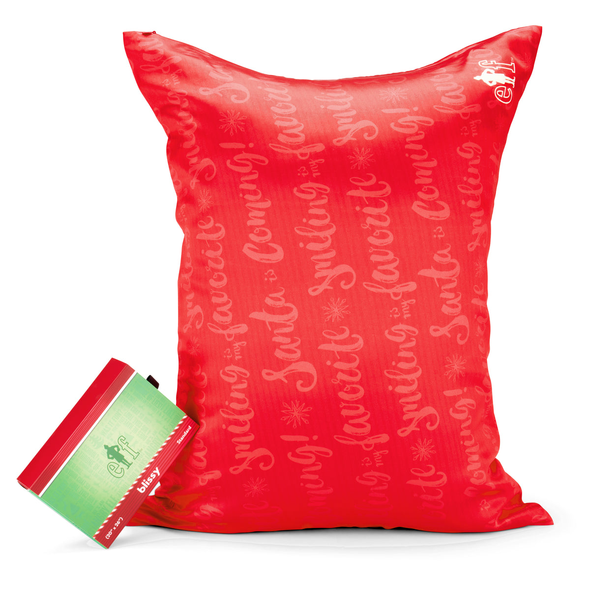 Blissy King Elf “Santa Is Coming!” Pillowcase Lifestyle – Mulberry Silk