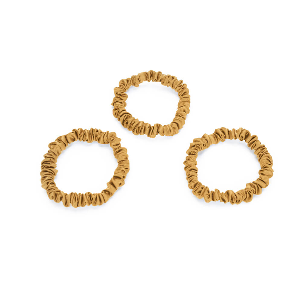 Gold Mulberry Silk Blissy Skinny Scrunchies – Blissy