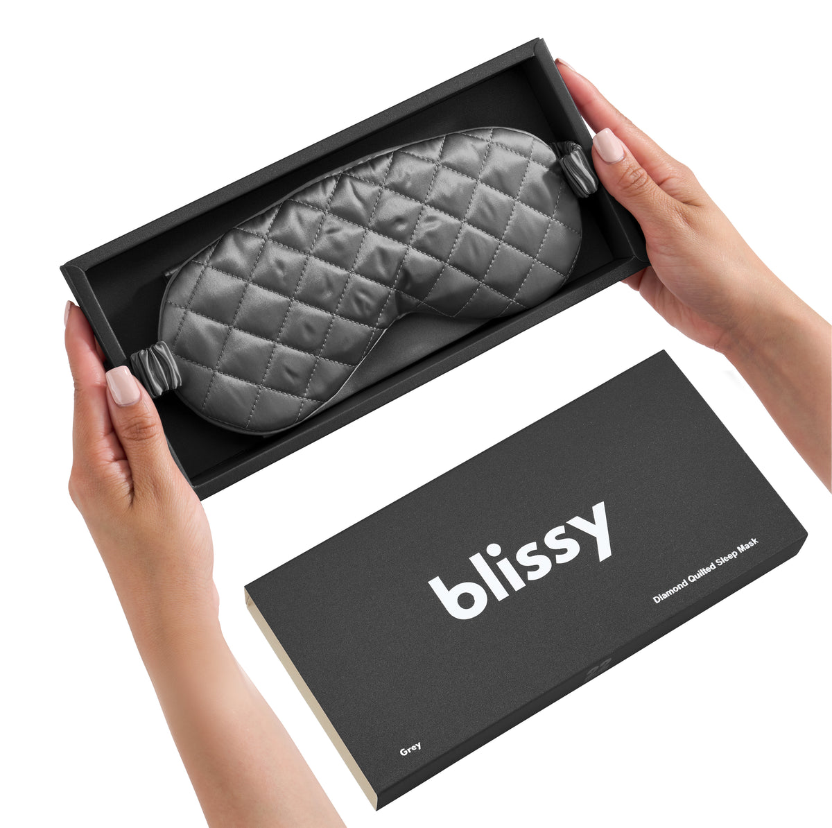 Grey Sleep Mask Close-Up – Blissy 22 Momme Silk