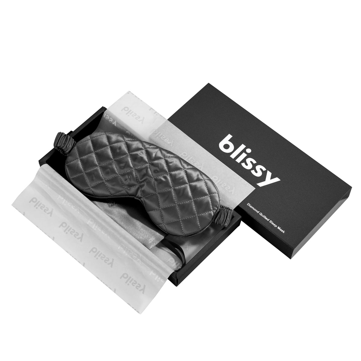 Blissy Grey Silk Sleep Mask Detail –
