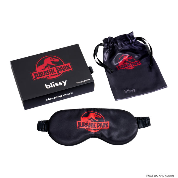 Blissy Jurassic Park™ Logo Sleep Mask – 22 Momme Mulberry Silk, 100% Silk