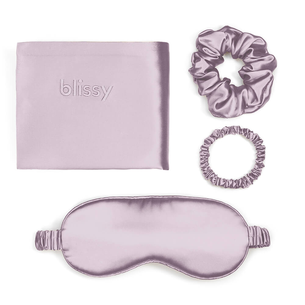 Lavender Blissy Dream Set Close-Up – Blissy 22 Momme Silk