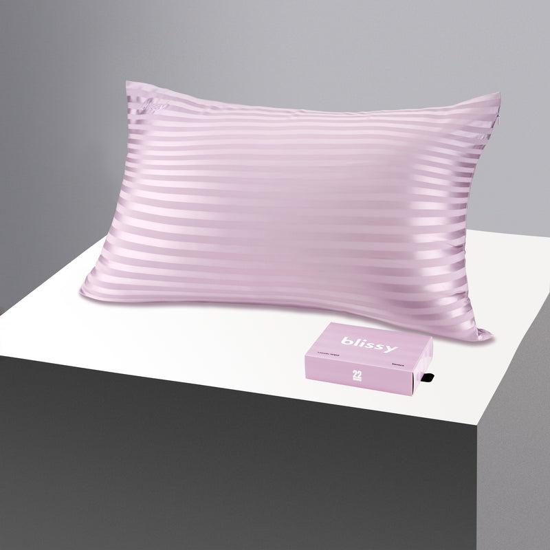 Pillowcase - Lavender Striped - Queen - Blissy Standard Lavender Striped Pillowcase – 22 Momme Mulberry Silk, 100% Silk