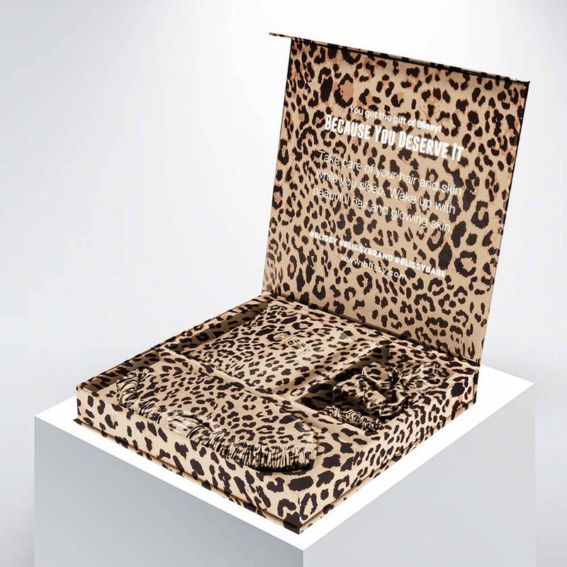 Blissy Dream Set - Leopard - Queen - Blissy Queen Leopard Blissy Dream Set – 22 Momme Mulberry Silk, 100% Silk