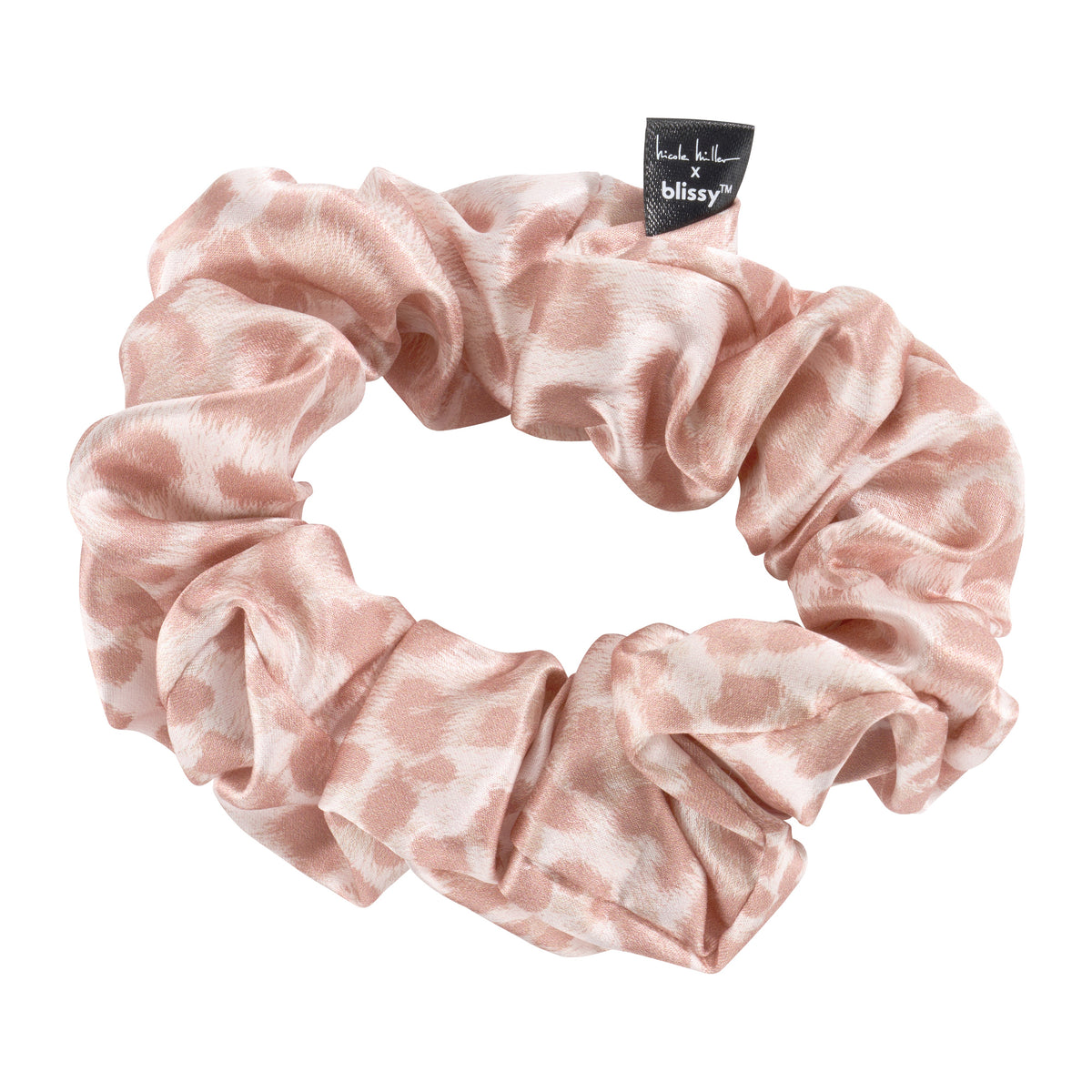 Mauve Cheetah Blissy Scrunchies Close-Up – Blissy 22 Momme Silk