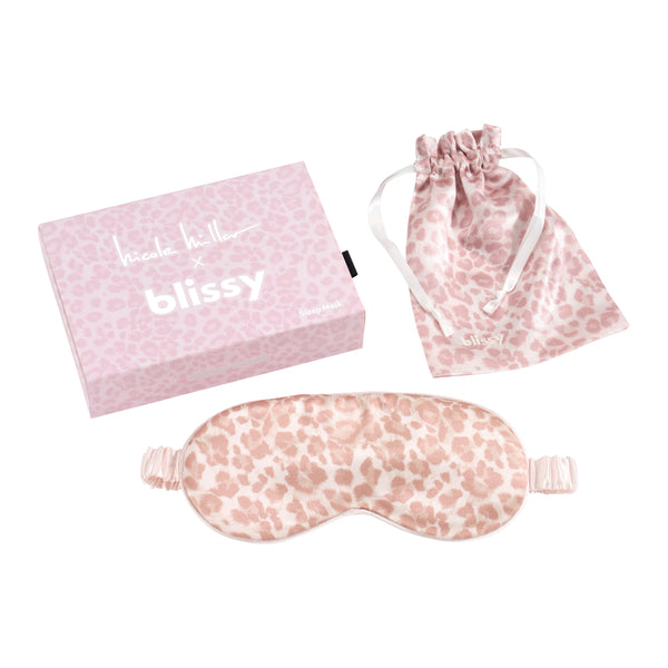 Blissy Mauve Cheetah Sleep Mask – 22 Momme Mulberry Silk, 100% Silk