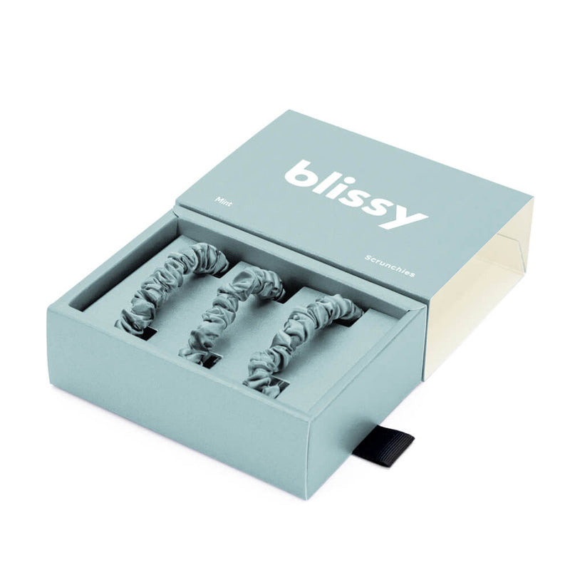 Blissy Skinny Scrunchies - Mint - Blissy Mint Blissy Skinny Scrunchies – 22 Momme Mulberry Silk, 100% Silk