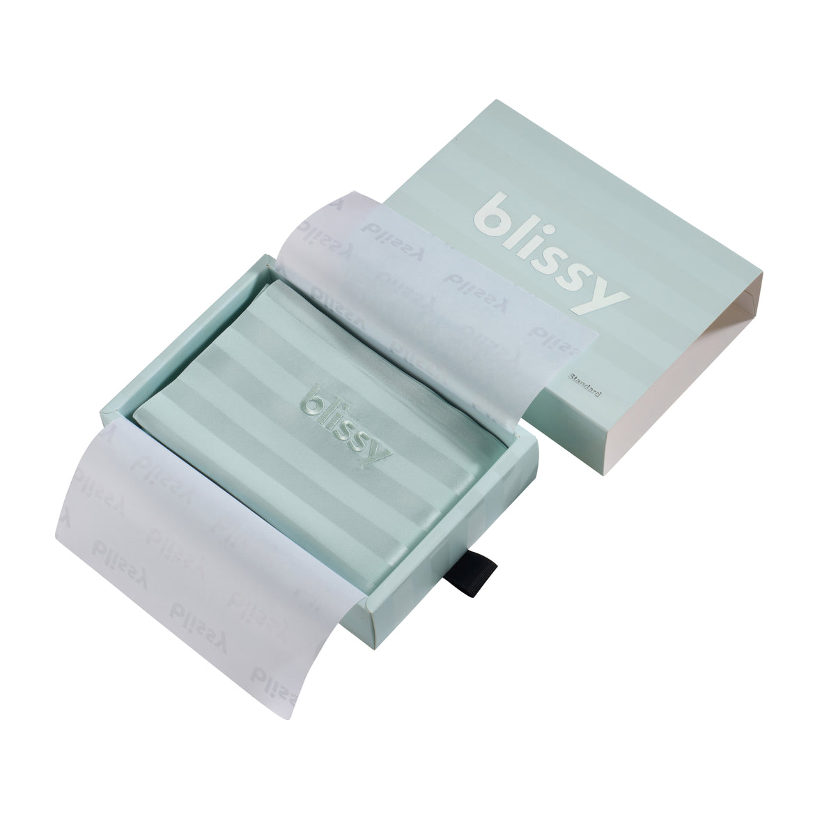 Blissy Mulberry Silk Pillowcase – Mint Striped Standard