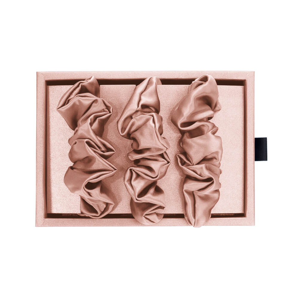 Pink Blissy Scrunchies Close-Up – Blissy 22 Momme Silk