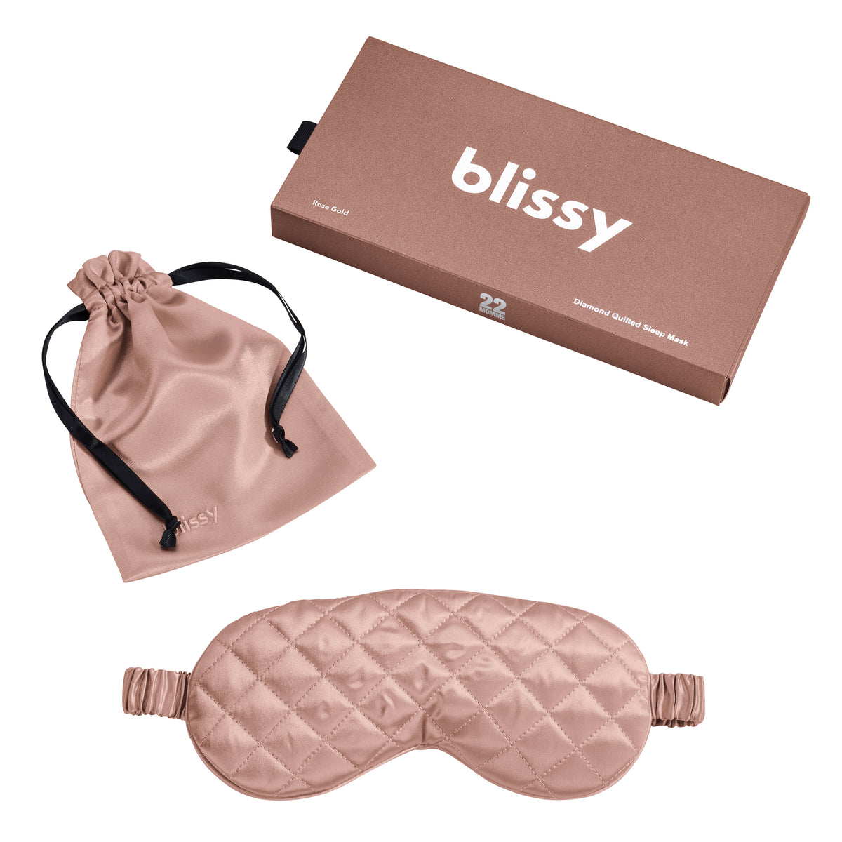 Blissy Rose Gold Sleep Mask – 22 Momme Mulberry Silk, 100% Silk
