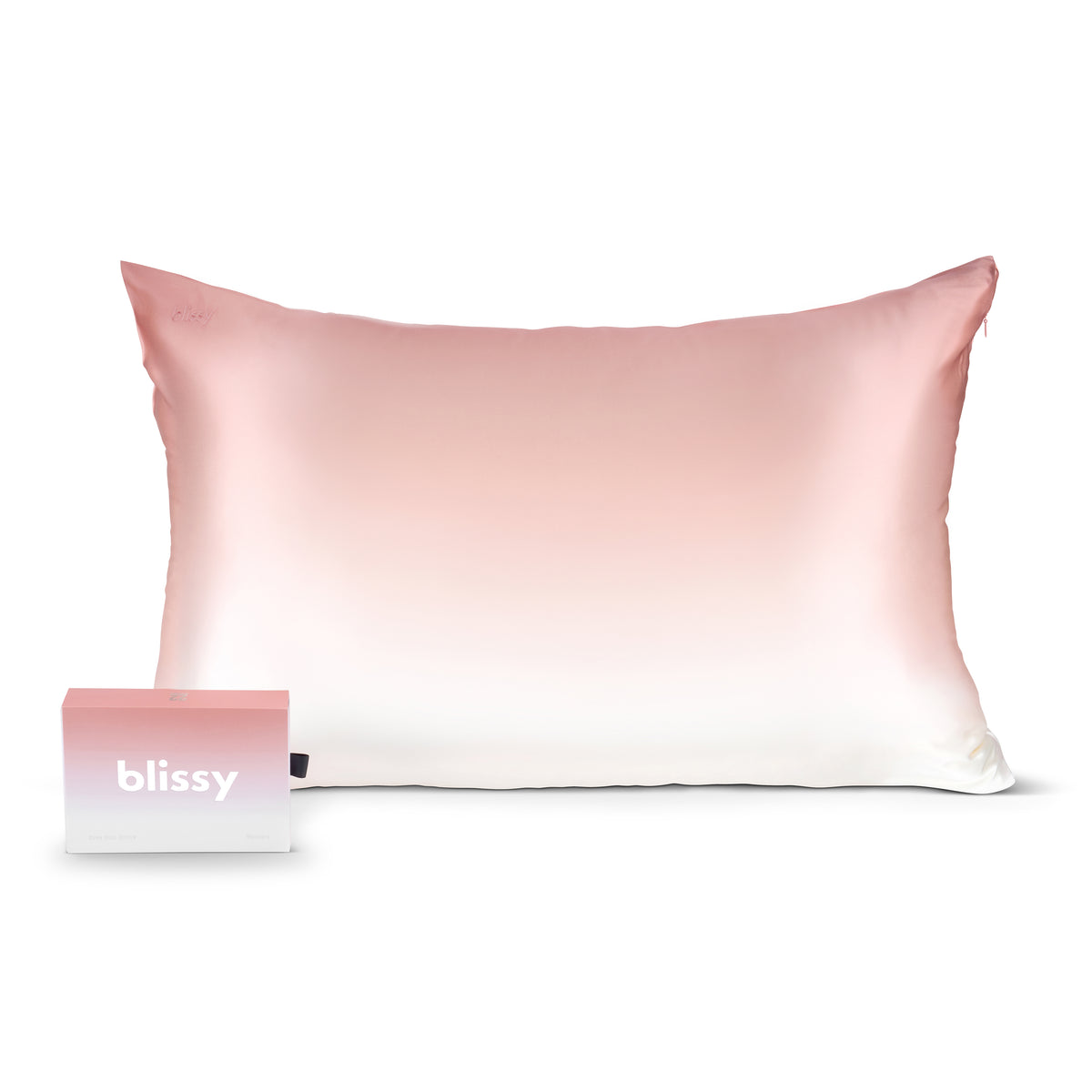 Rose Gold Ombre Pillowcase Close-Up – Blissy 22 Momme Silk