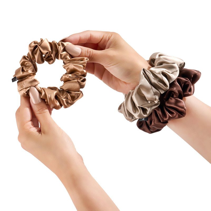 Blissy Scrunchies - Taupe, Cinnamon, Brown