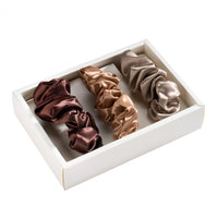 Blissy Scrunchies - Taupe, Cinnamon, Brown