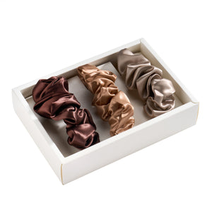 Blissy Scrunchies - Taupe, Cinnamon, Brown
