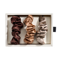 Blissy Scrunchies - Taupe, Cinnamon, Brown