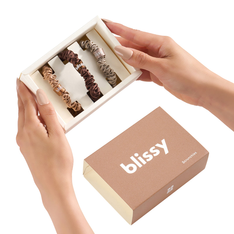 Blissy Skinny Scrunchies - Taupe, Cinnamon, Brown