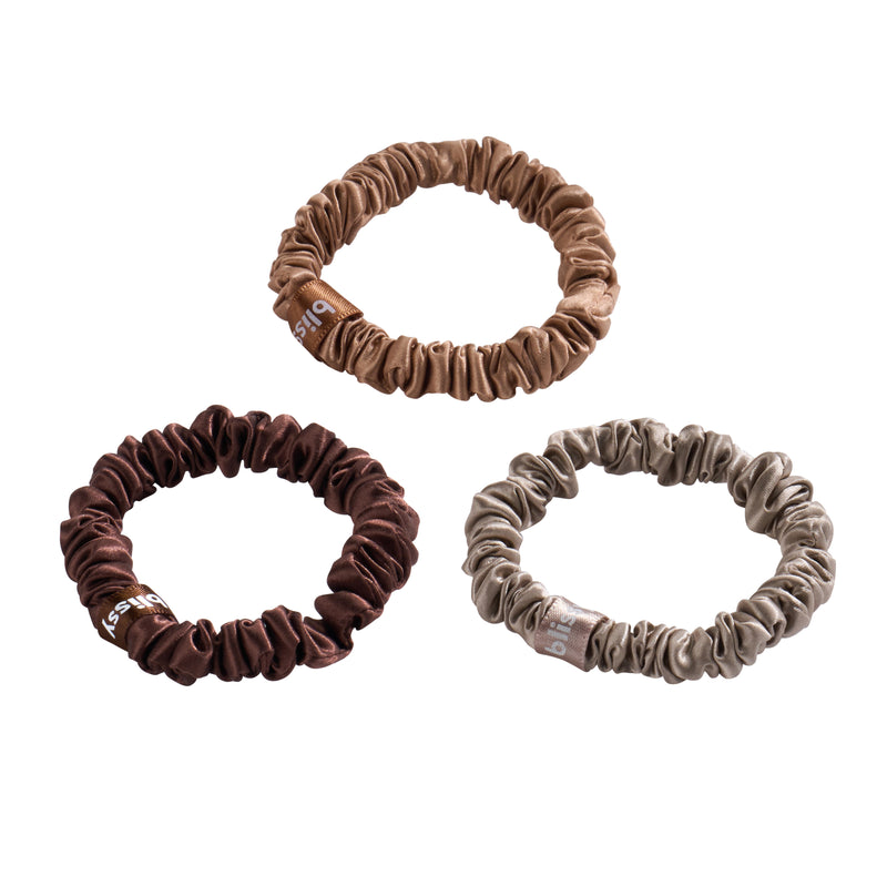Blissy Skinny Scrunchies - Taupe, Cinnamon, Brown