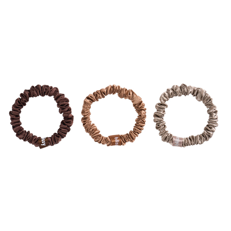 Blissy Skinny Scrunchies - Taupe, Cinnamon, Brown