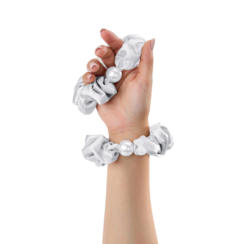 Blissy Pearl Scrunchies - Silver