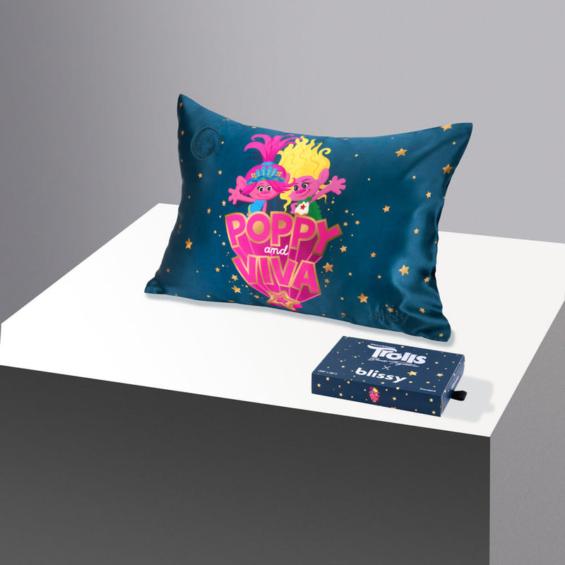 Pillowcase - Trolls - Sister Power - Queen - Blissy Queen Trolls Pillowcase – 22 Momme Mulberry Silk, 100% Silk