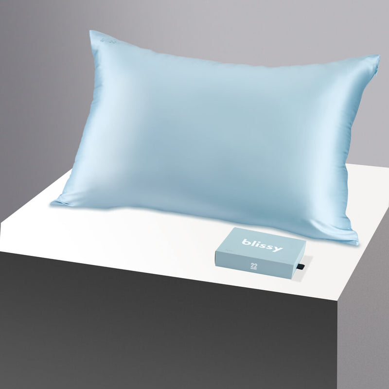 Pillowcase - Sky Blue - Queen - Blissy Queen Sky Blue Pillowcase – 22 Momme Mulberry Silk, 100% Silk