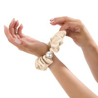 Blissy Pearl Scrunchies - Taupe