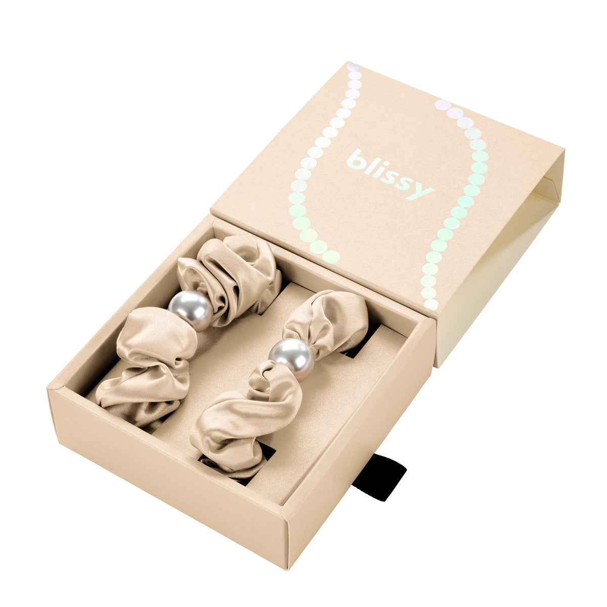 Blissy Taupe Silk Blissy Pearl Scrunchies Detail –