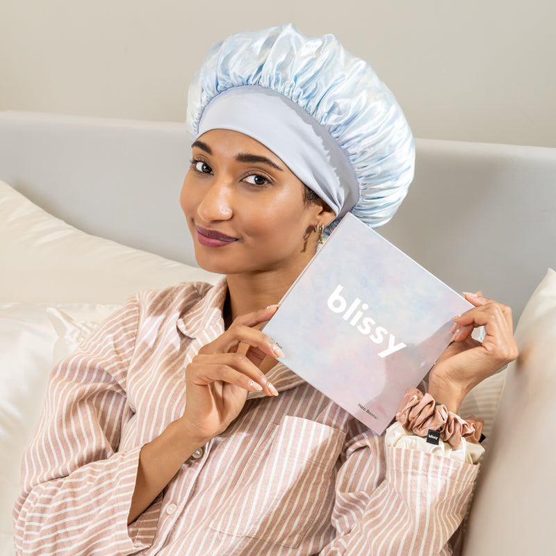 Blissy Tie Dye Silk Blissy Halo Bonnet Detail –