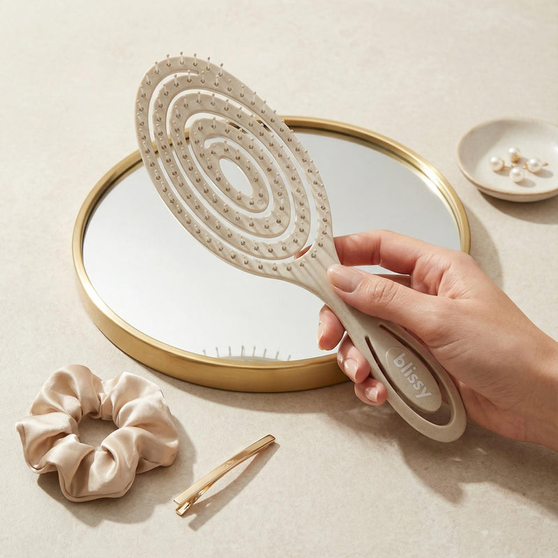 Blissy Mulberry Silk Blissy Detangling Brush – Cream