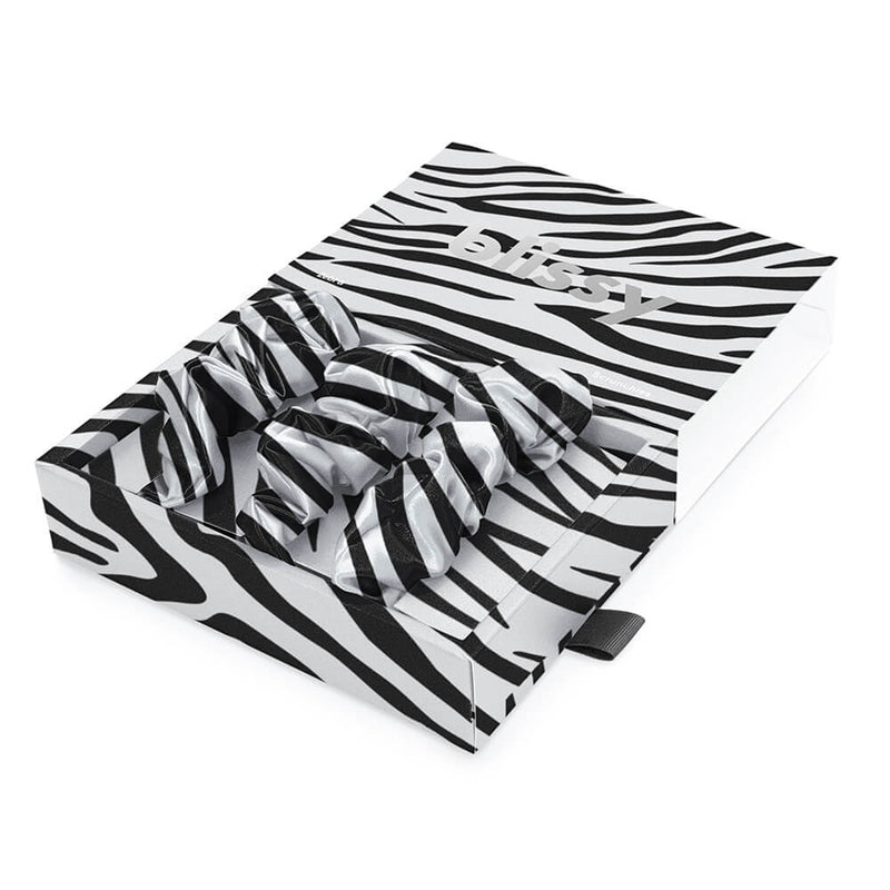 Blissy Scrunchies - Zebra - Blissy Zebra Blissy Scrunchies – 22 Momme Mulberry Silk, 100% Silk