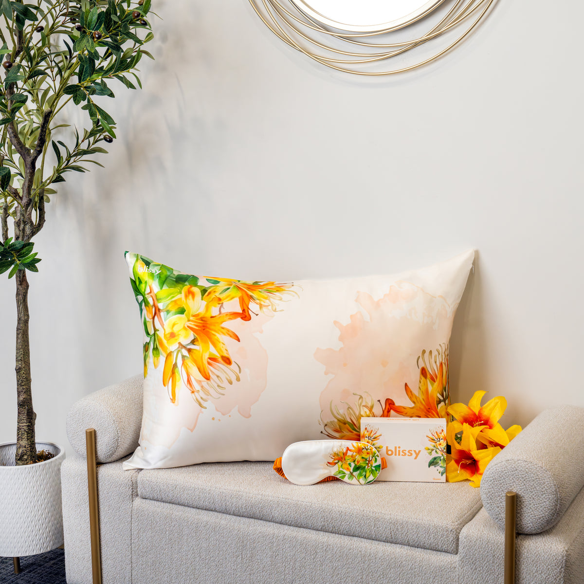 Zodiac Flower Pillowcase Close-Up – Blissy 22 Momme Silk