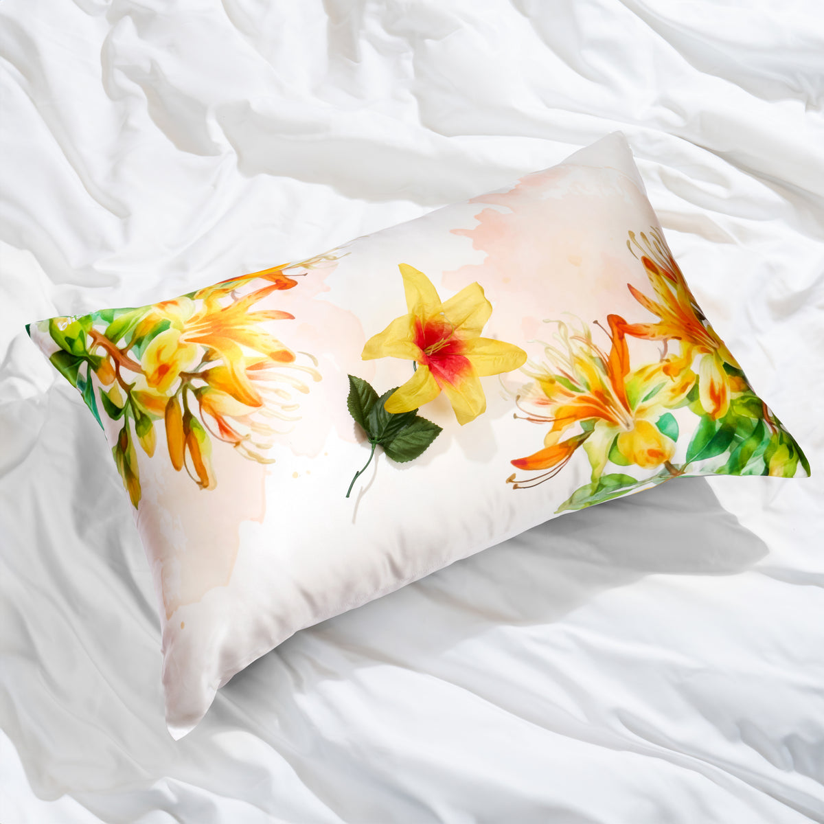 Blissy Queen Zodiac Flower Pillowcase Lifestyle – Mulberry Silk