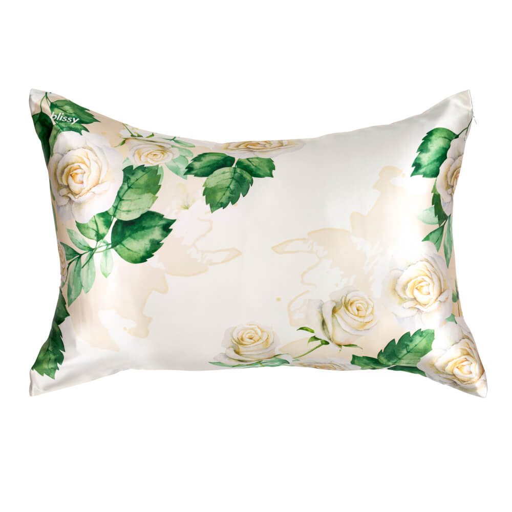 Blissy Zodiac Flower Silk Pillowcase Detail – Queen