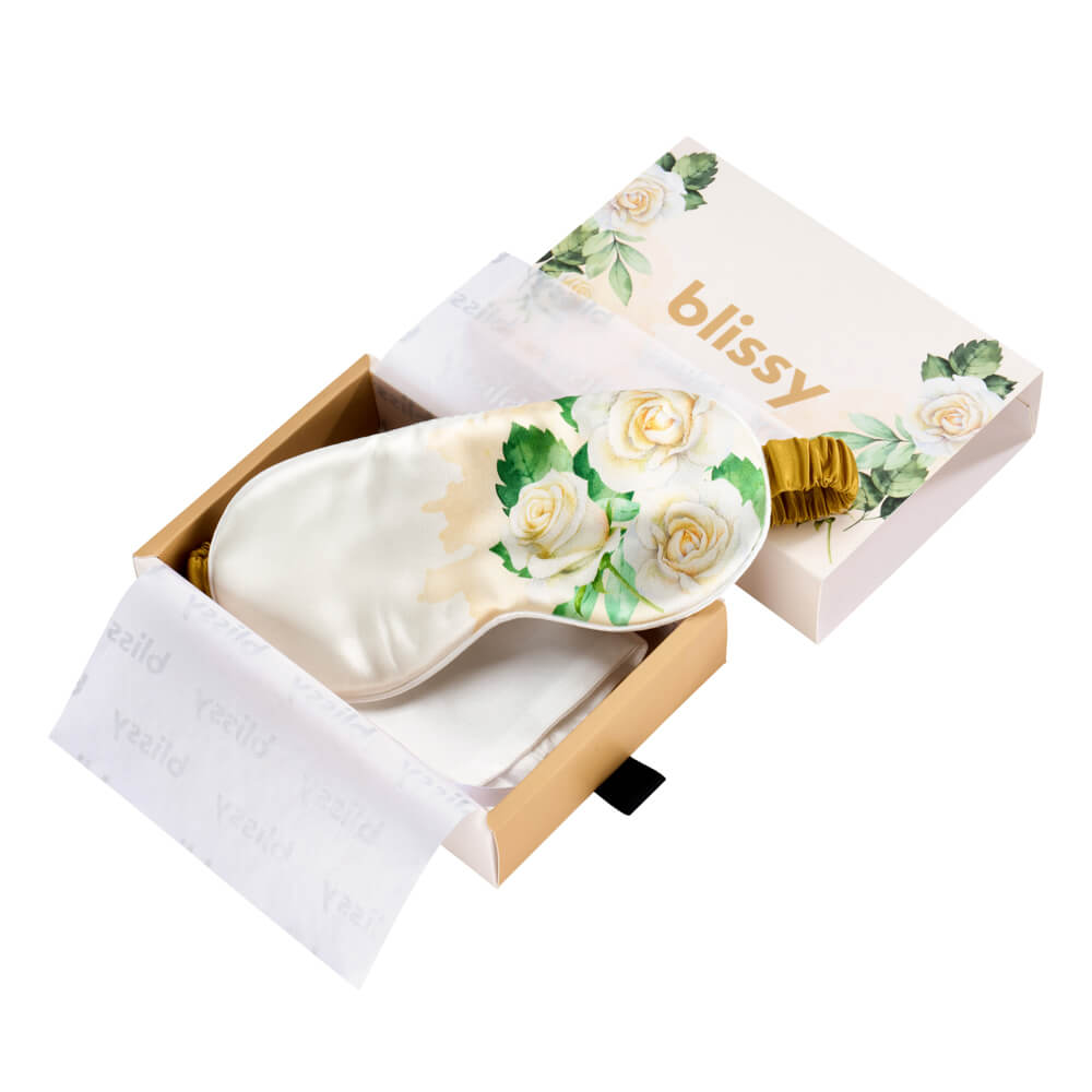 Blissy Zodiac Flower Silk Sleep Mask Detail –