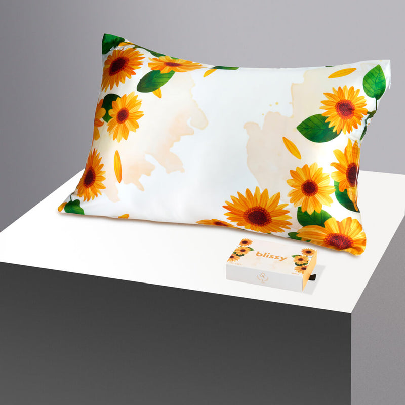 Pillowcase - Zodiac Flower - Leo Sunflower - Standard - Blissy Standard Zodiac Flower Pillowcase – 22 Momme Mulberry Silk, 100% Silk