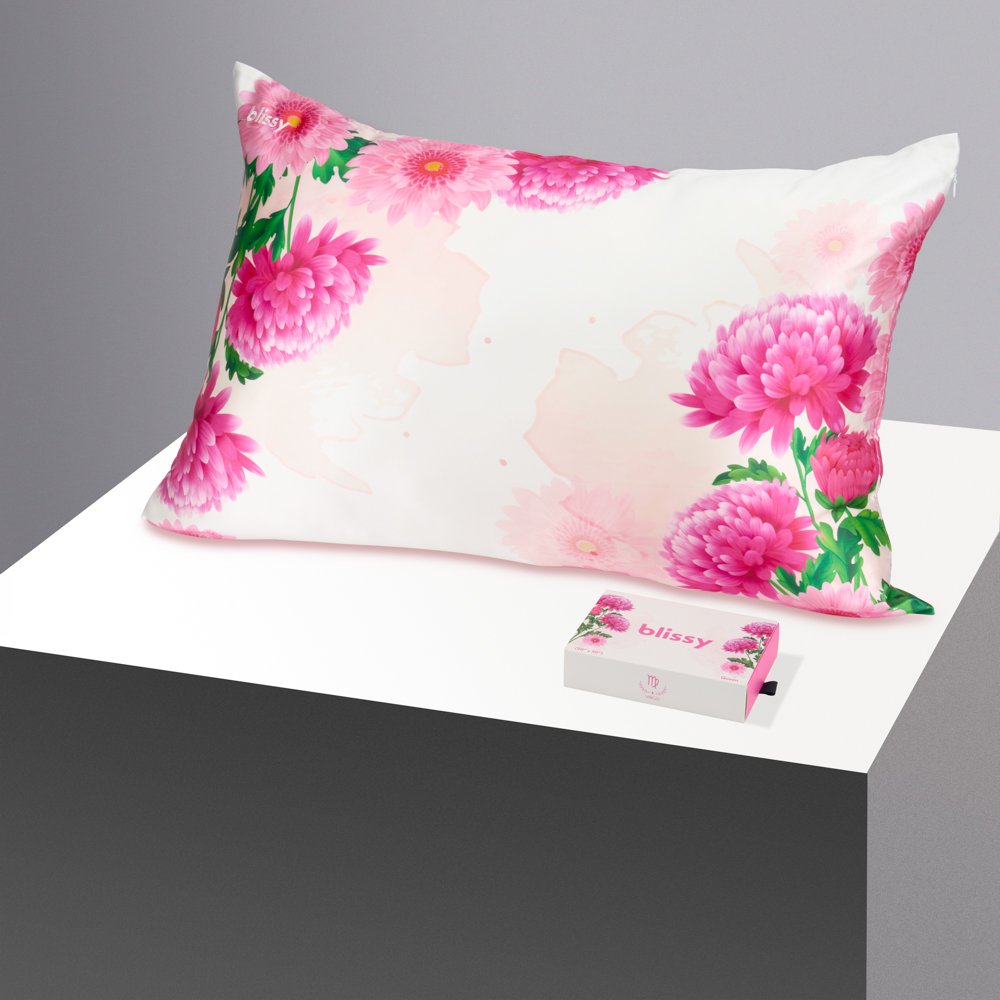 Blissy Standard Zodiac Flower Pillowcase – 22 Momme Mulberry Silk, 100% Silk