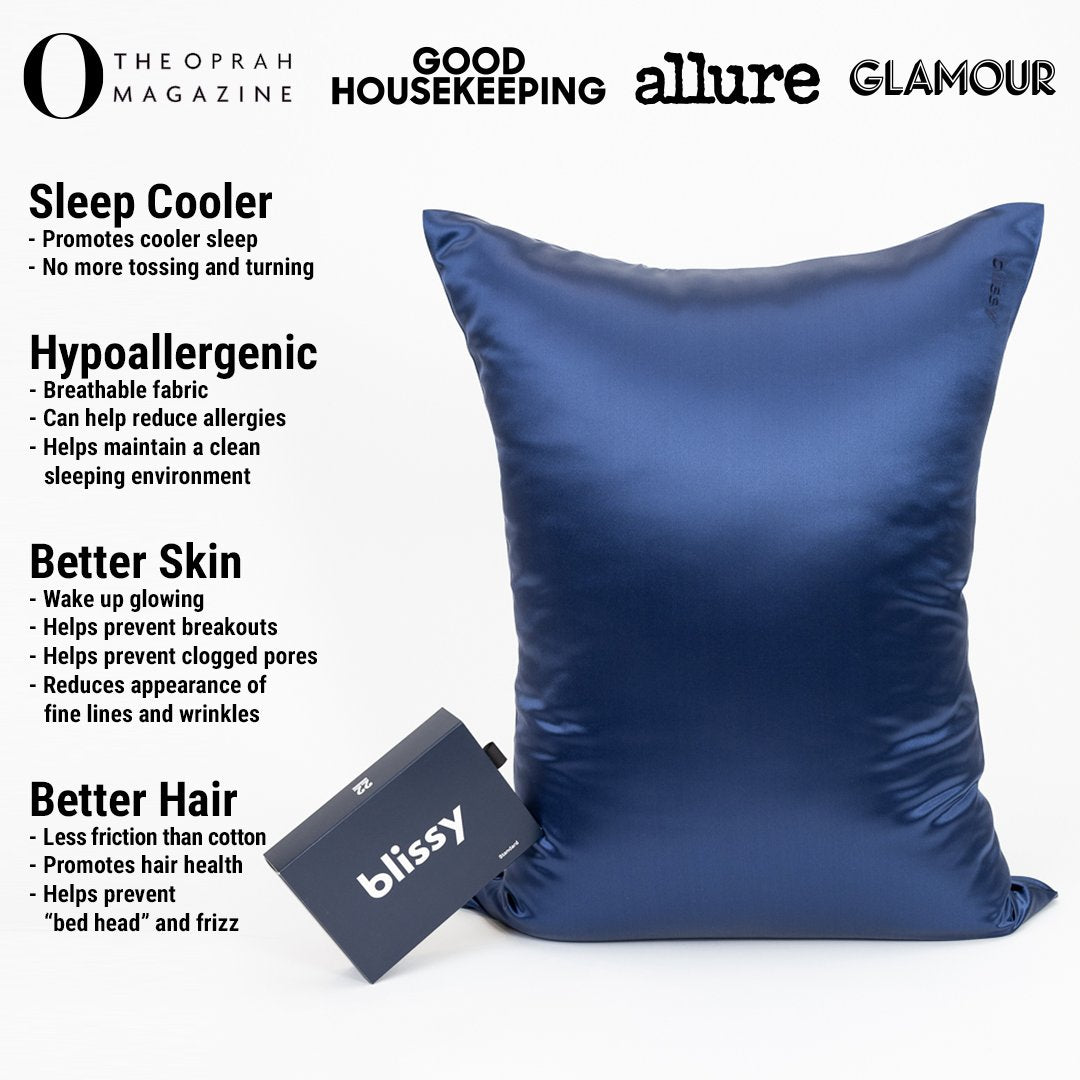 Blue Mulberry Silk Pillowcase – Blissy King