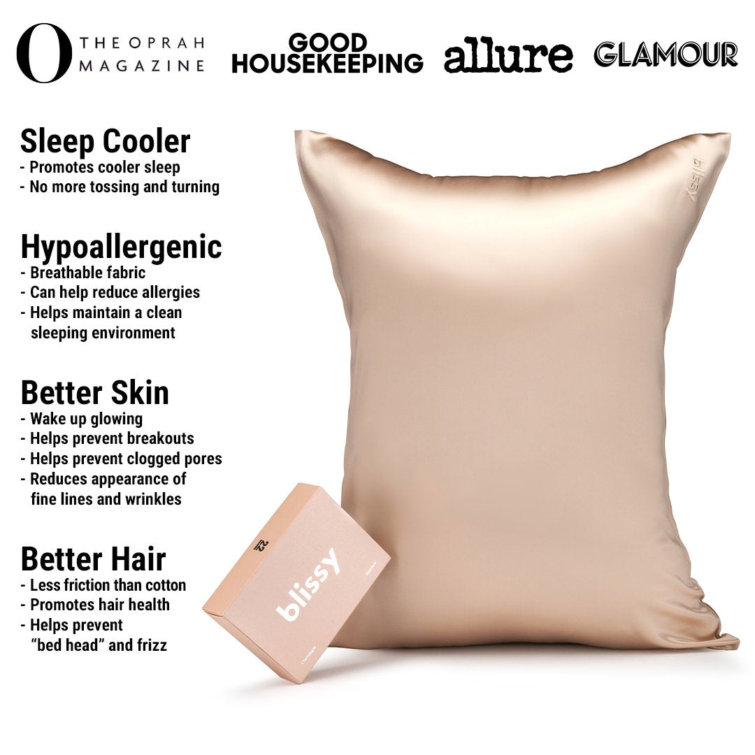 Champagne Mulberry Silk Pillowcase – Blissy Queen