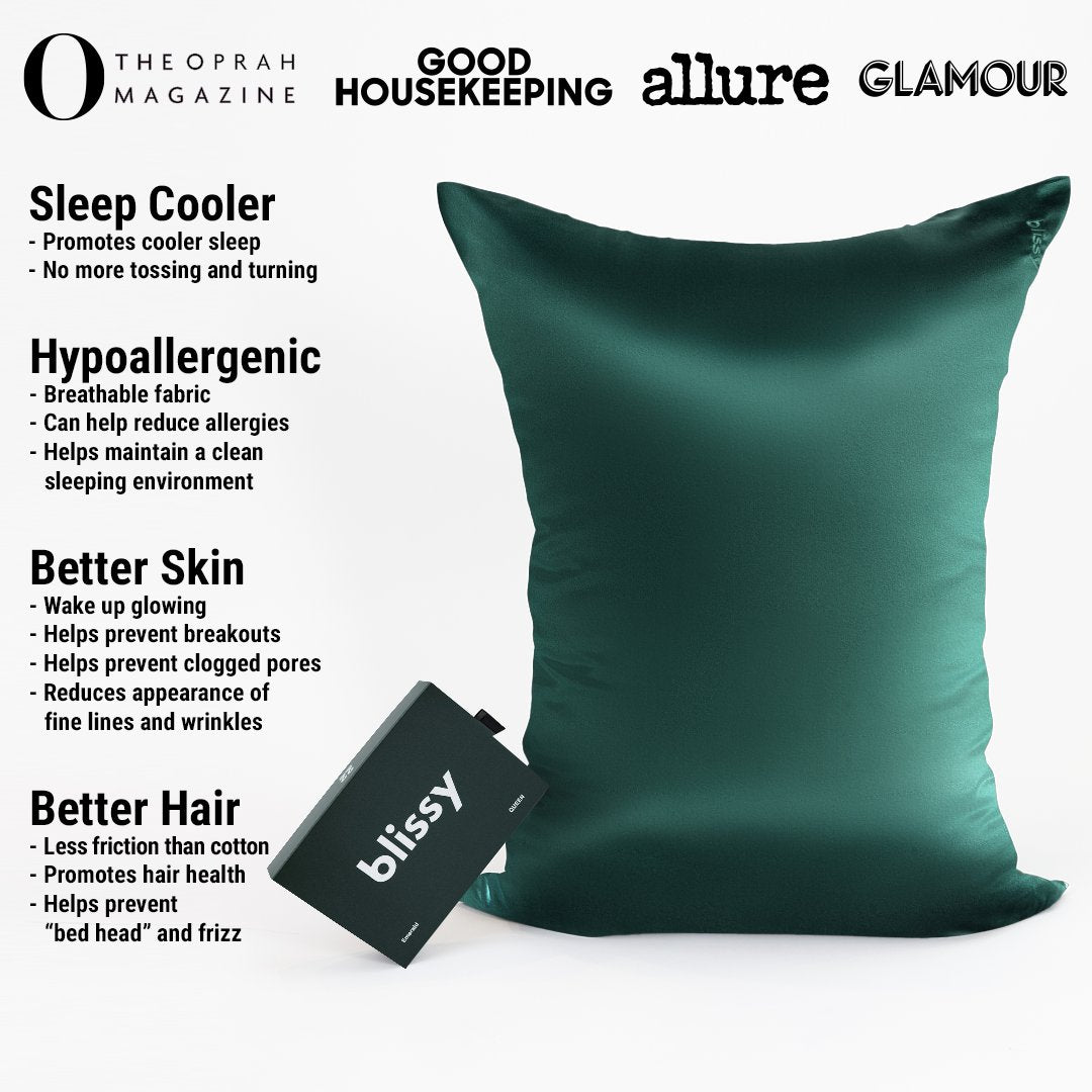 Emerald Mulberry Silk Pillowcase – Blissy Queen