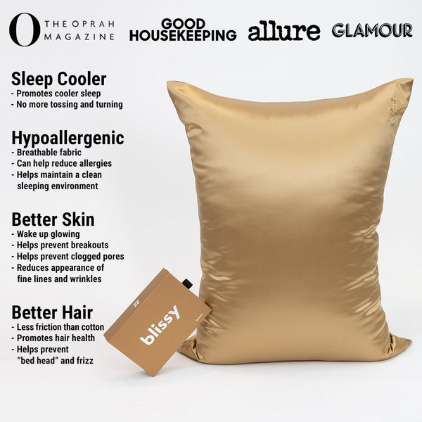 Gold Mulberry Silk Pillowcase – Blissy Standard